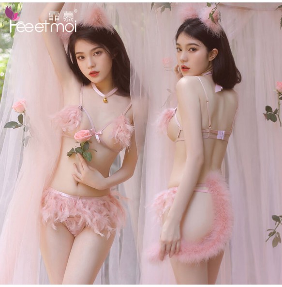 FEE ET MOI Sexy Feather Fox Fairy Bikini Set (Pink)
